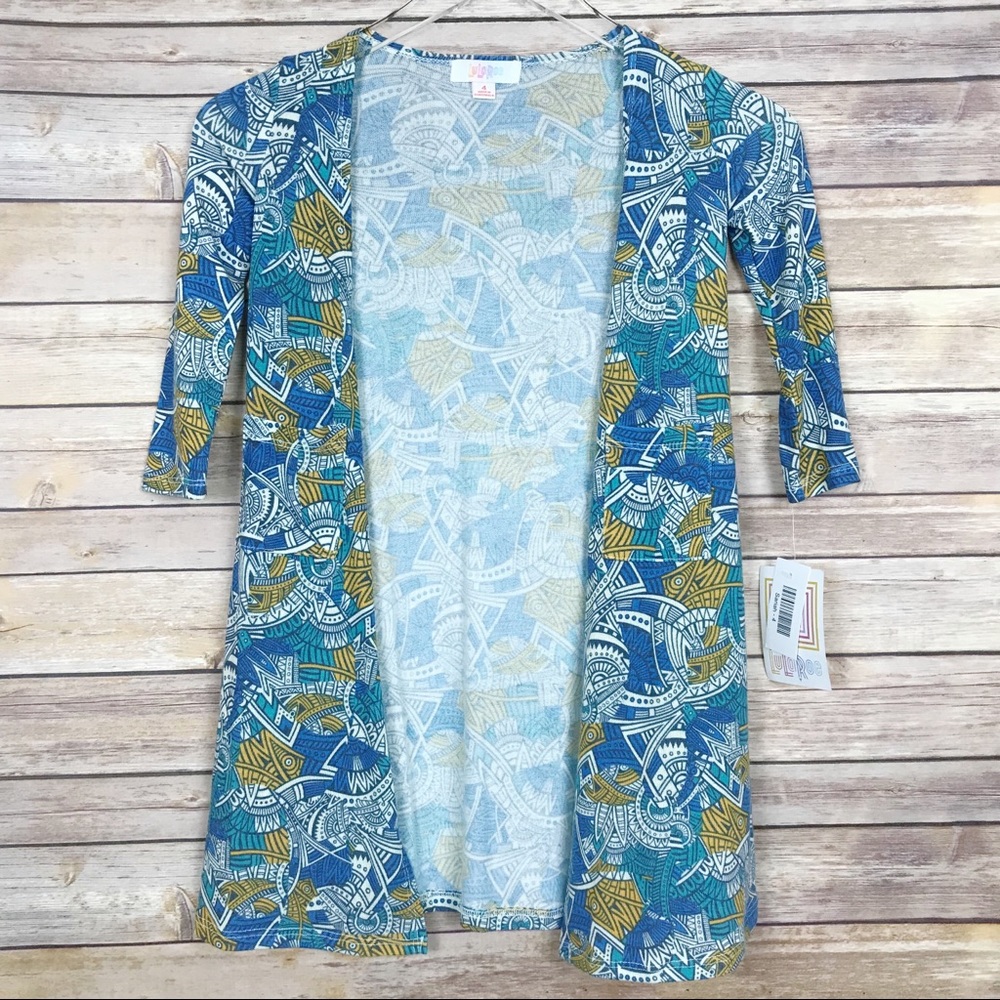 LulaRoe | Sariah Patterned Cardigan Girls 4 NWT
